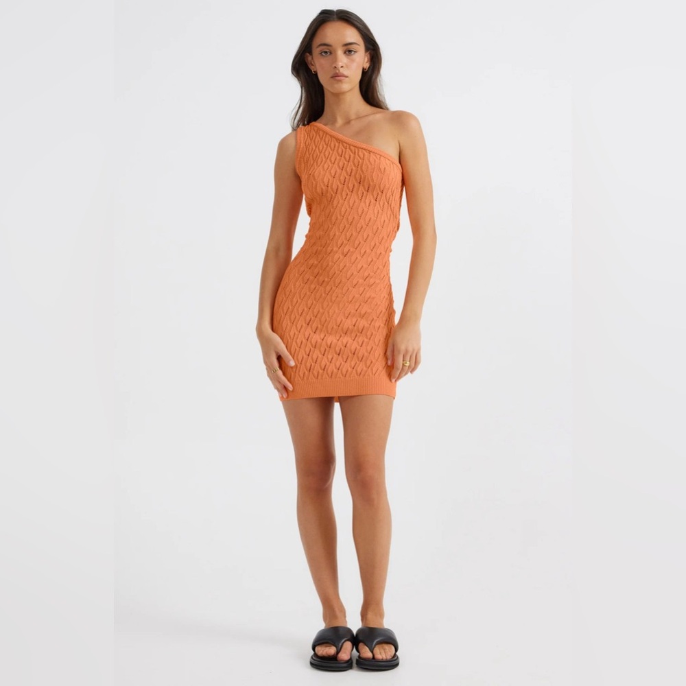 SNDYS Claire One Shoulder Mini Dress Orange M